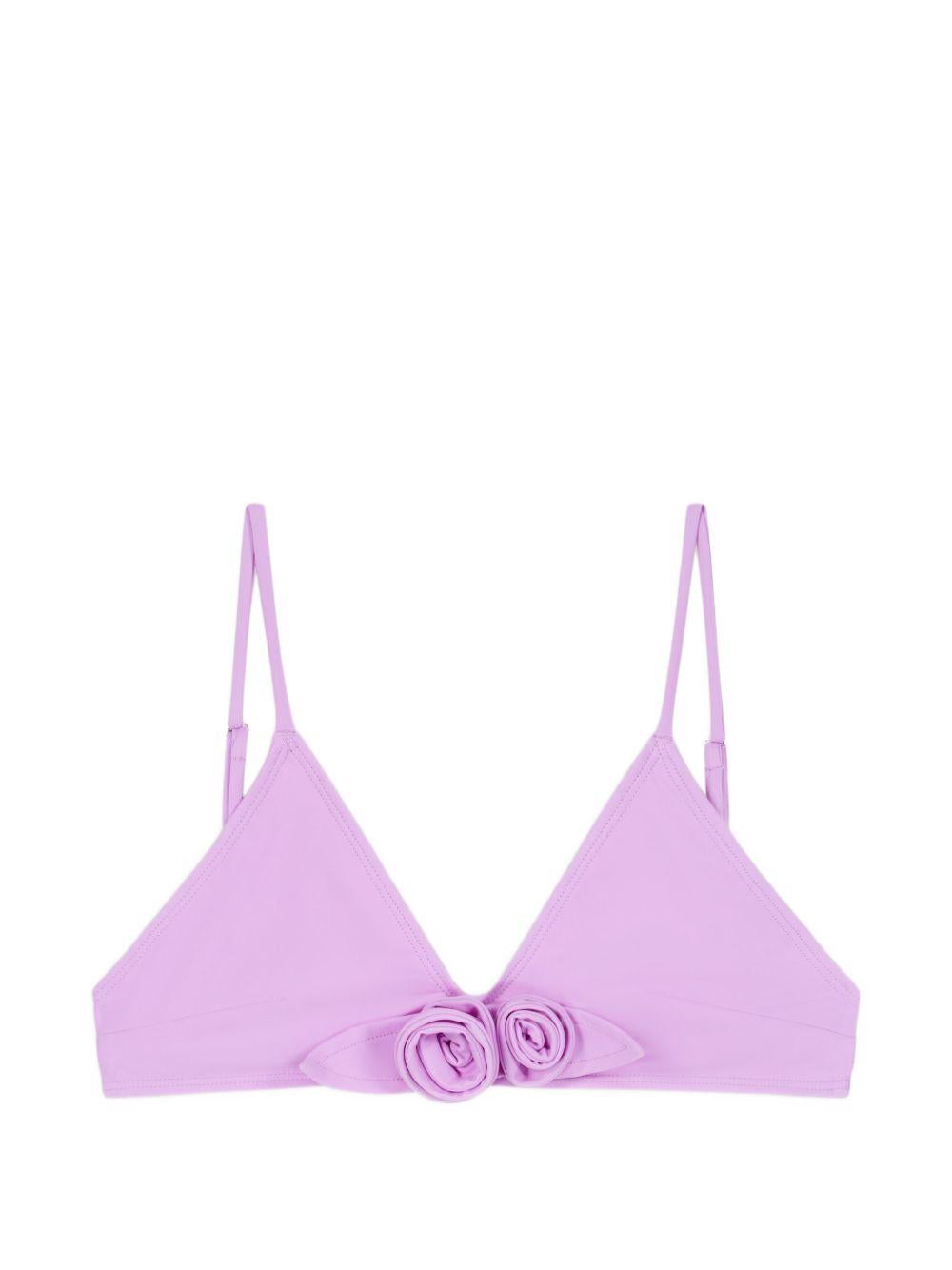 COPERNI Top bikini in tessuto lilla con dettaglio fiore 