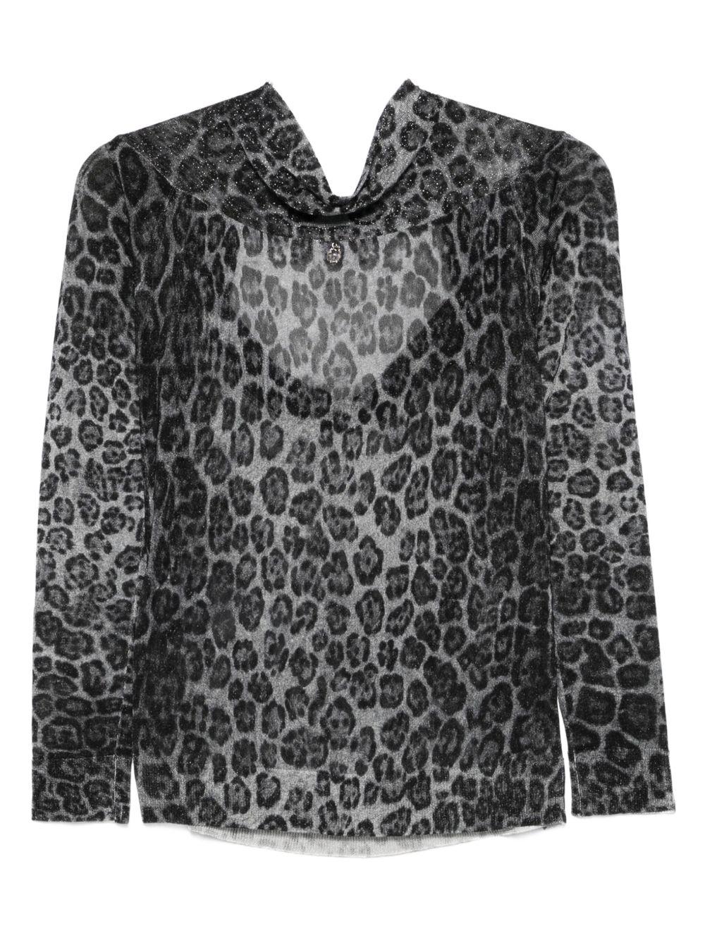 LIUJO Maglia scollo a V animalier girgio 