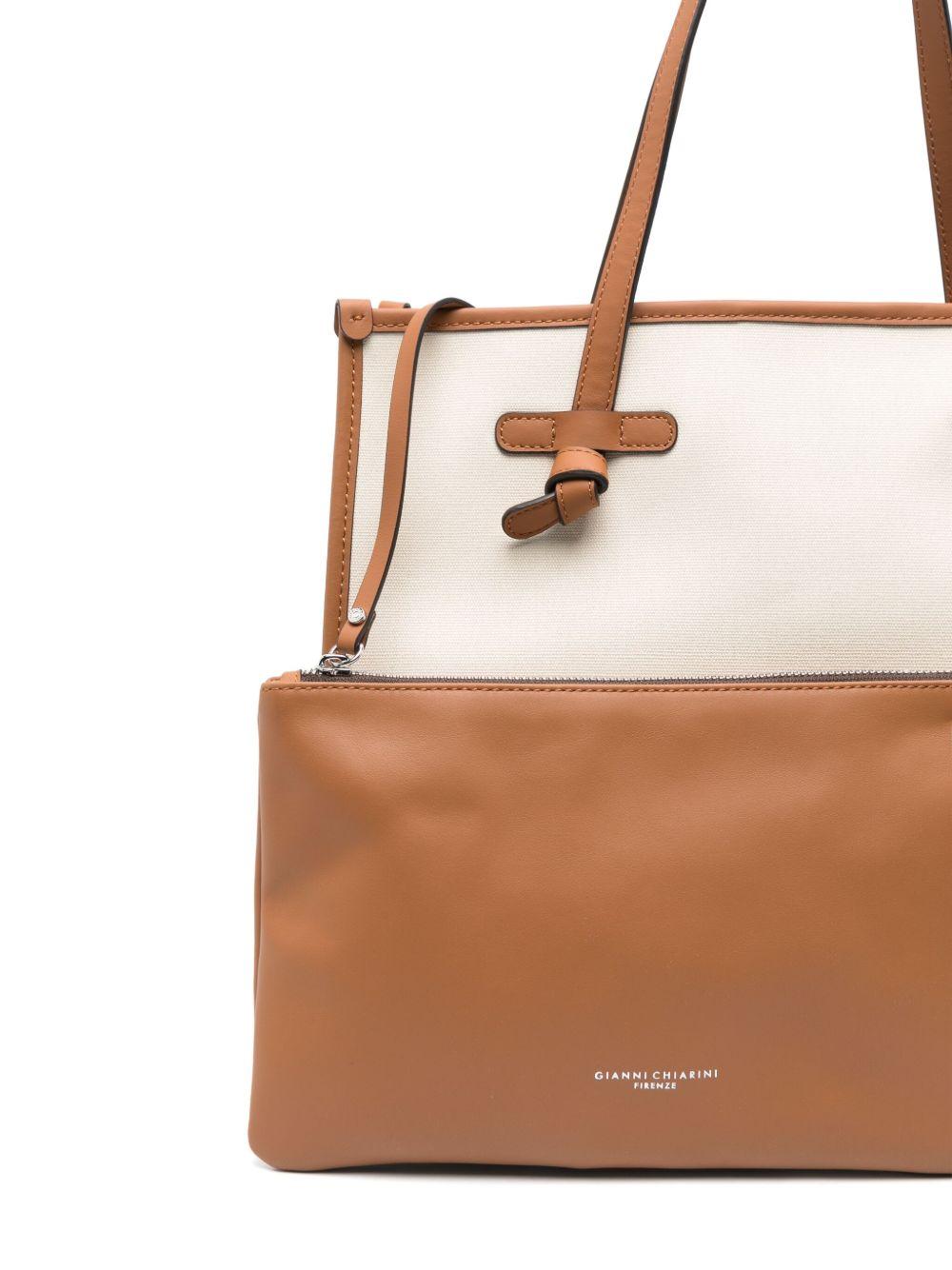 GIANNI CHIARINI Borsa shopping Marcella in cotone bianco 