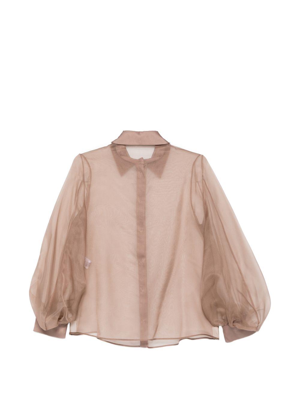 D EXTERIOR Camicia di seta Moch semitrasparente marrone 