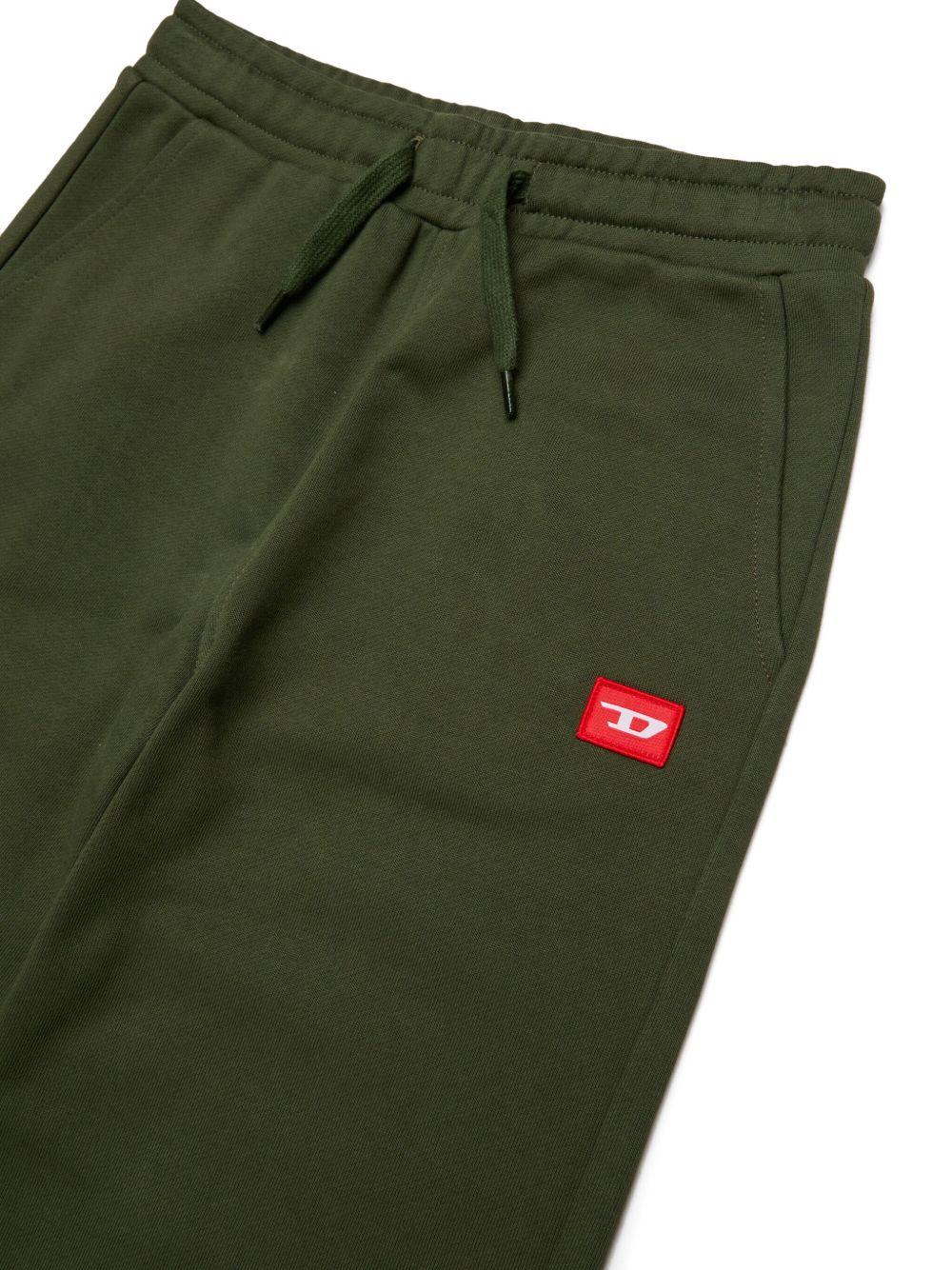 DIESEL Pantaloni tuta in cotone verde scuro con logo 