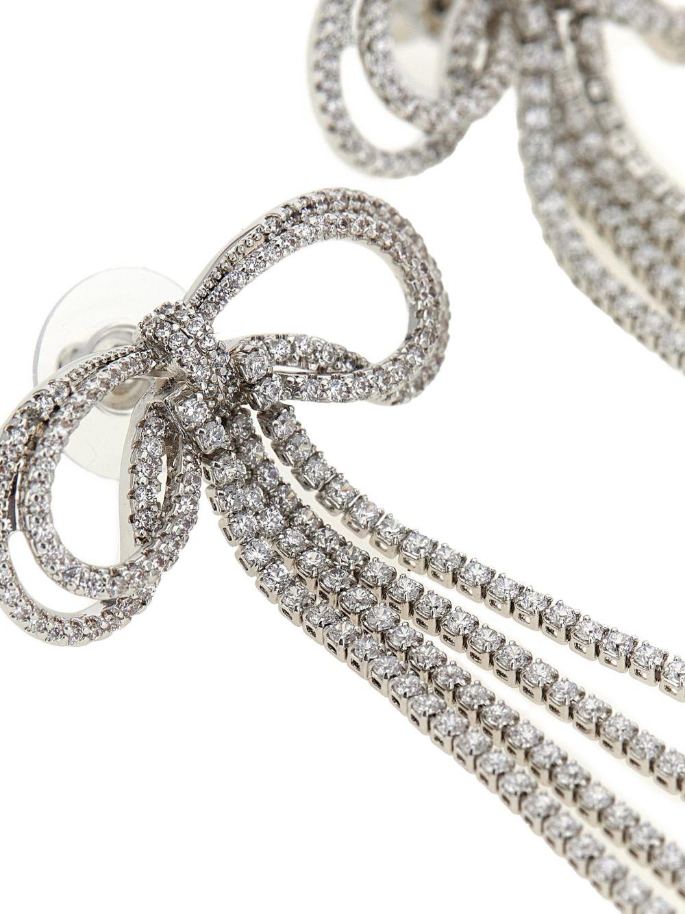 SELF PORTRAIT Orecchini pendenti in ottone argentato con strass 