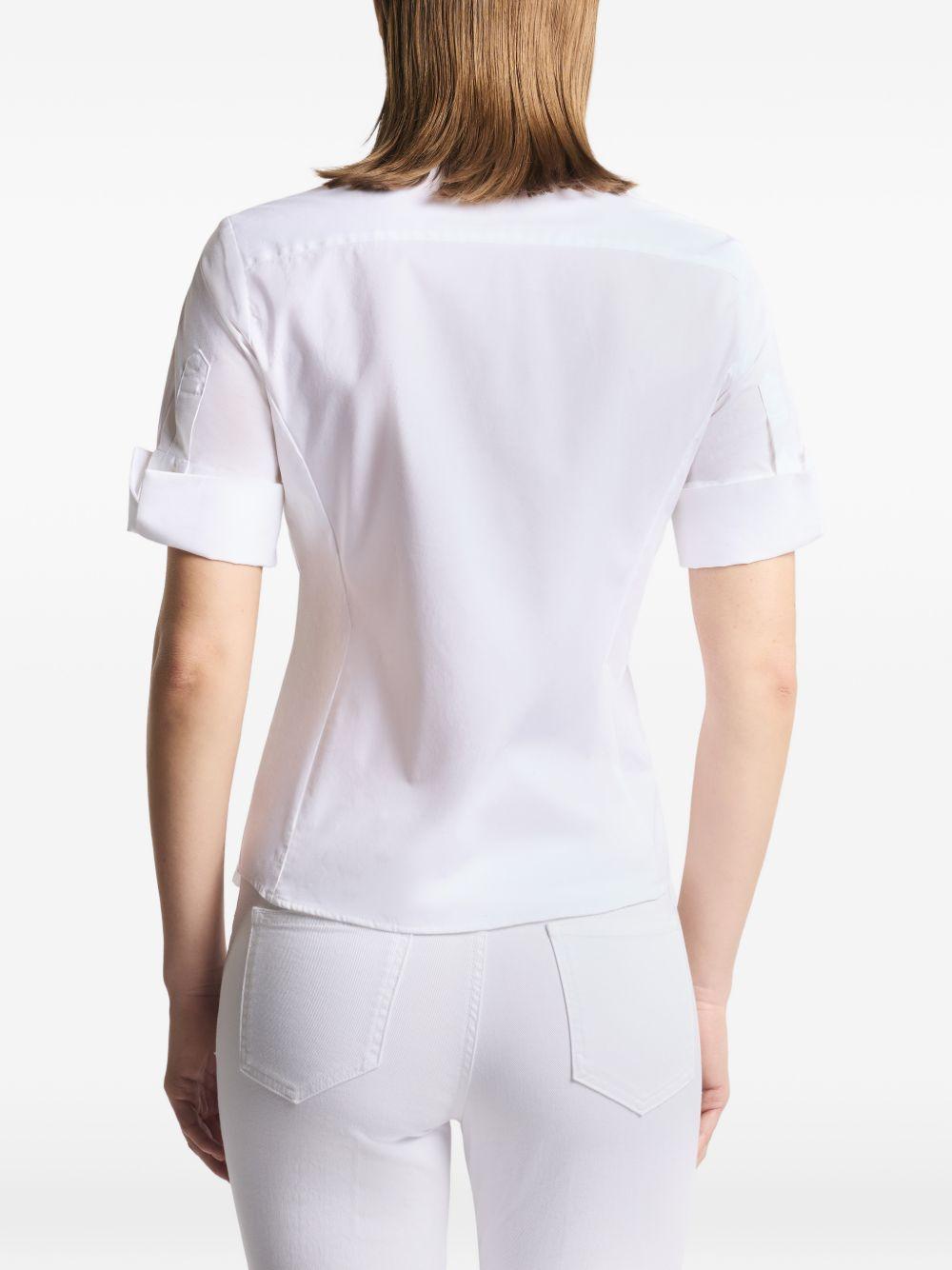 FAY Camicia in cotone elasticizzato bianco con maniche corte 