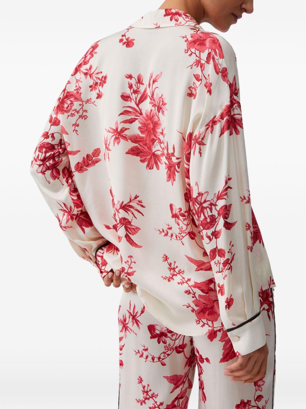 LIUJO Camicia bianca con stampa floreale rossa 
