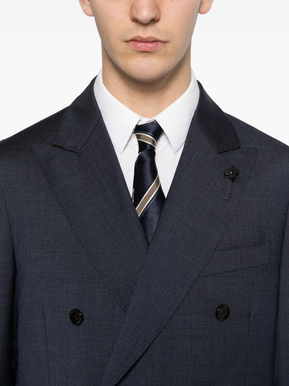 LARDINI Completo doppiopetto in lana blu navy con revers classici 