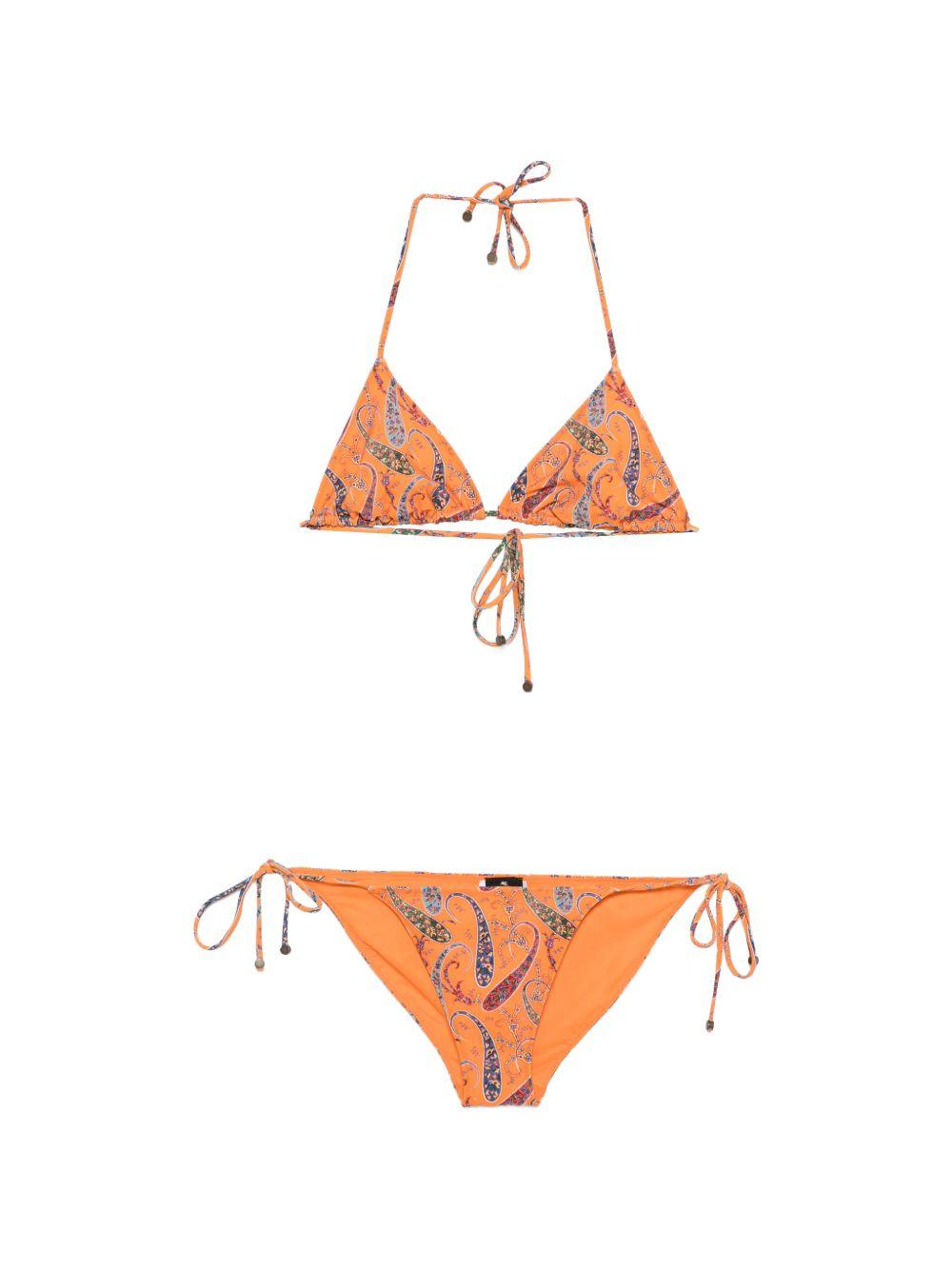 ETRO Set bikini arancione con stampa 