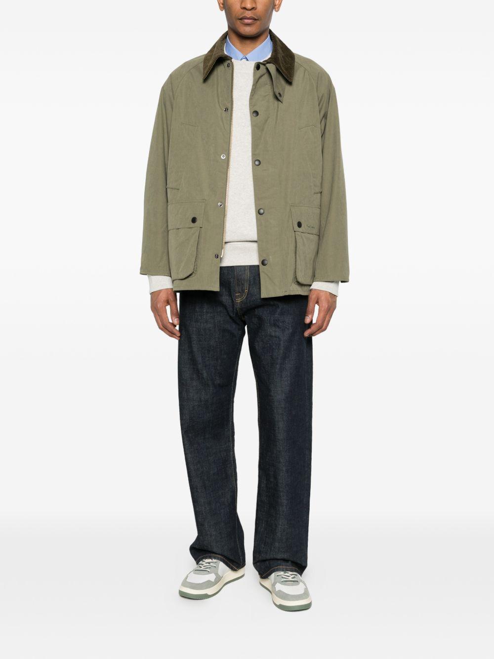 BARBOUR Giacca Bedale verde con colletto in velluto e tasche 