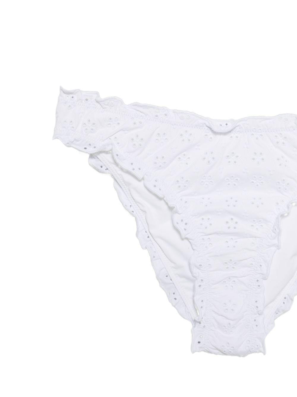 POLO RALPH LAUREN Slip costume arricciato in sangallo bianco 