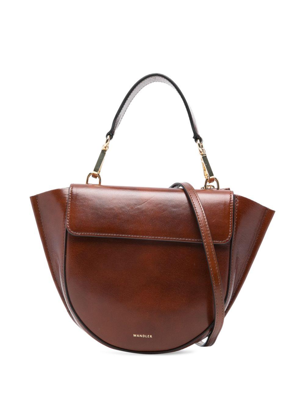 WANDLER Borsa a mano mini Hortansia marrone con tracolla 