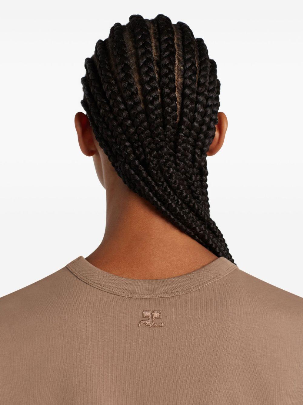 COURREGES T-shirt marrone con logo sul petto 