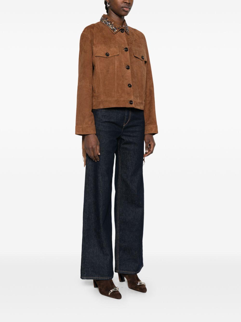 ERMANNO FIRENZE Giacca in suede marrone con frange 