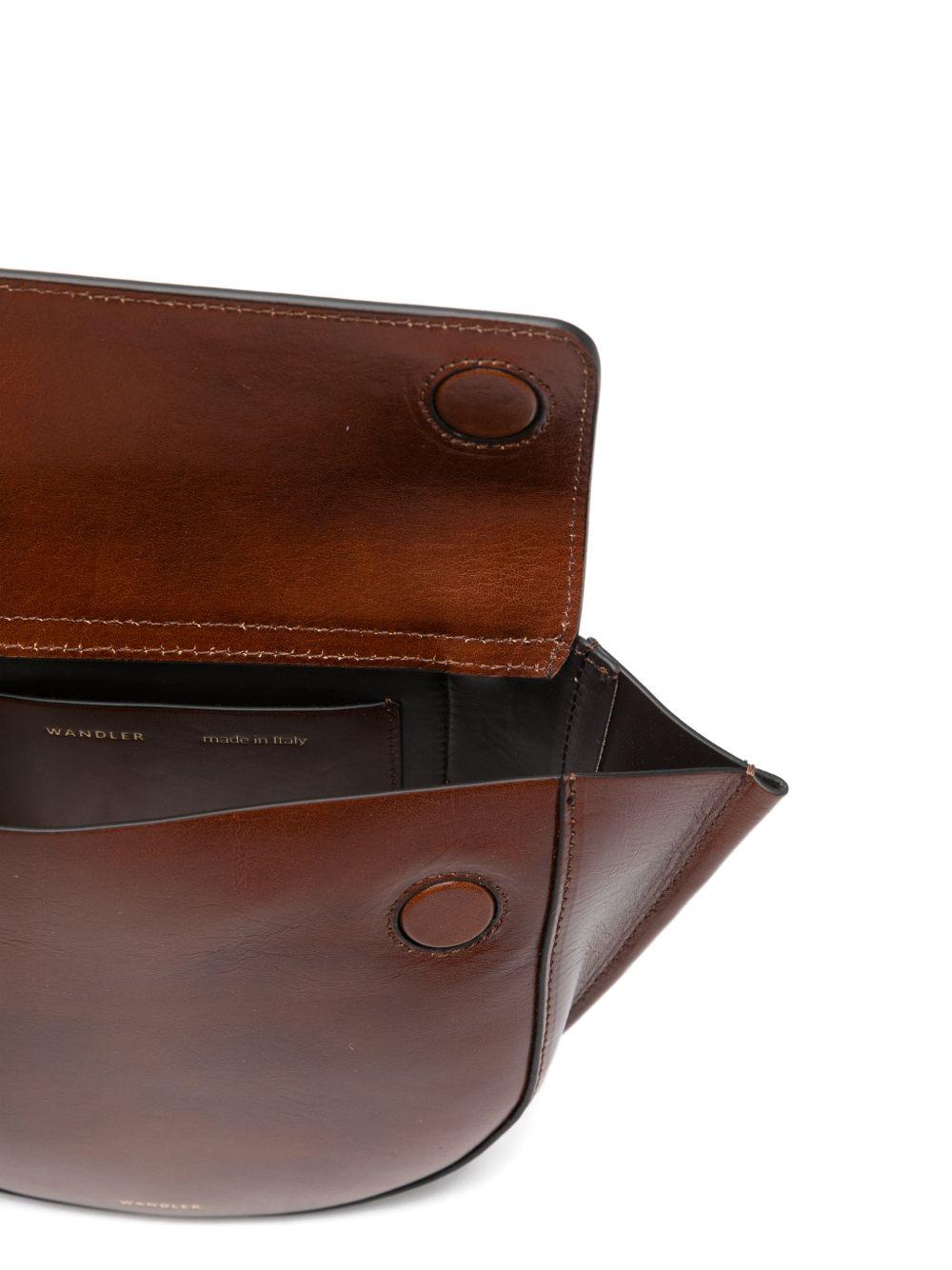 WANDLER Borsa a mano mini Hortansia marrone con tracolla 
