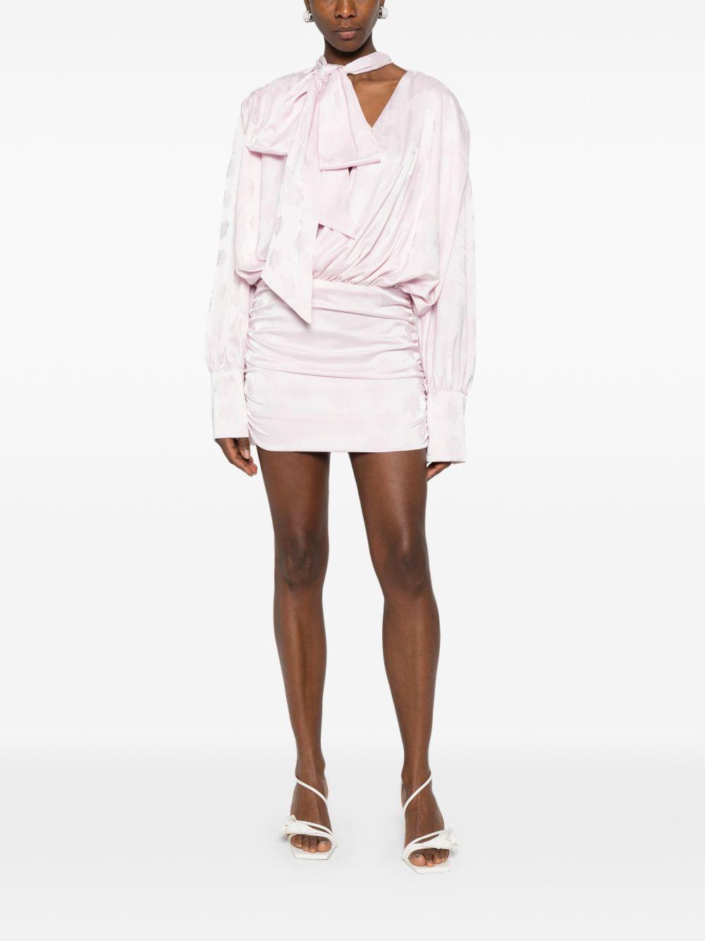 ROTATE Abito rosa cipria con fiocco al collo 