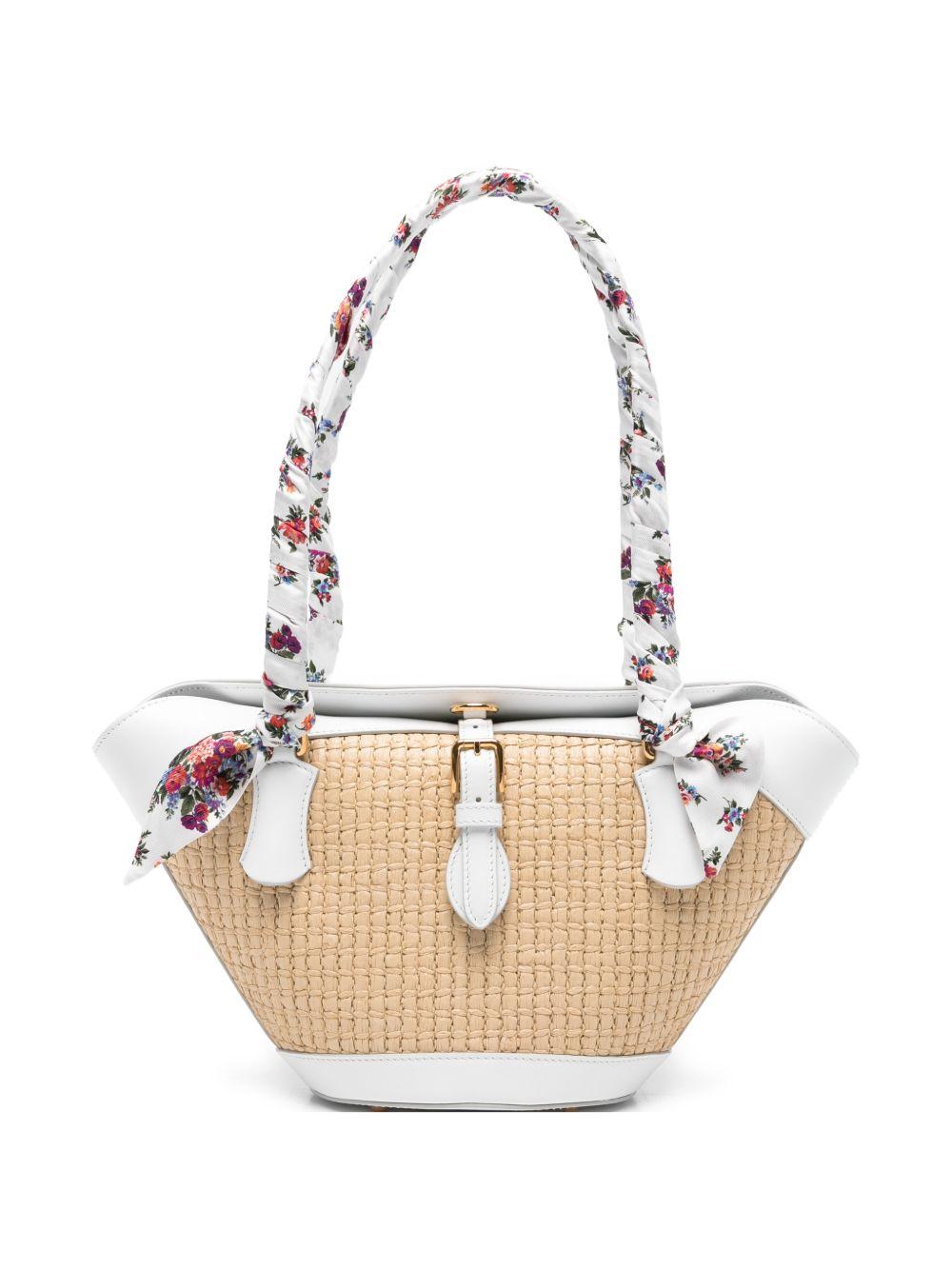 DOLCE e GABBANA Borsa a spalla Coffa Capri in rafia con stampa floreale 