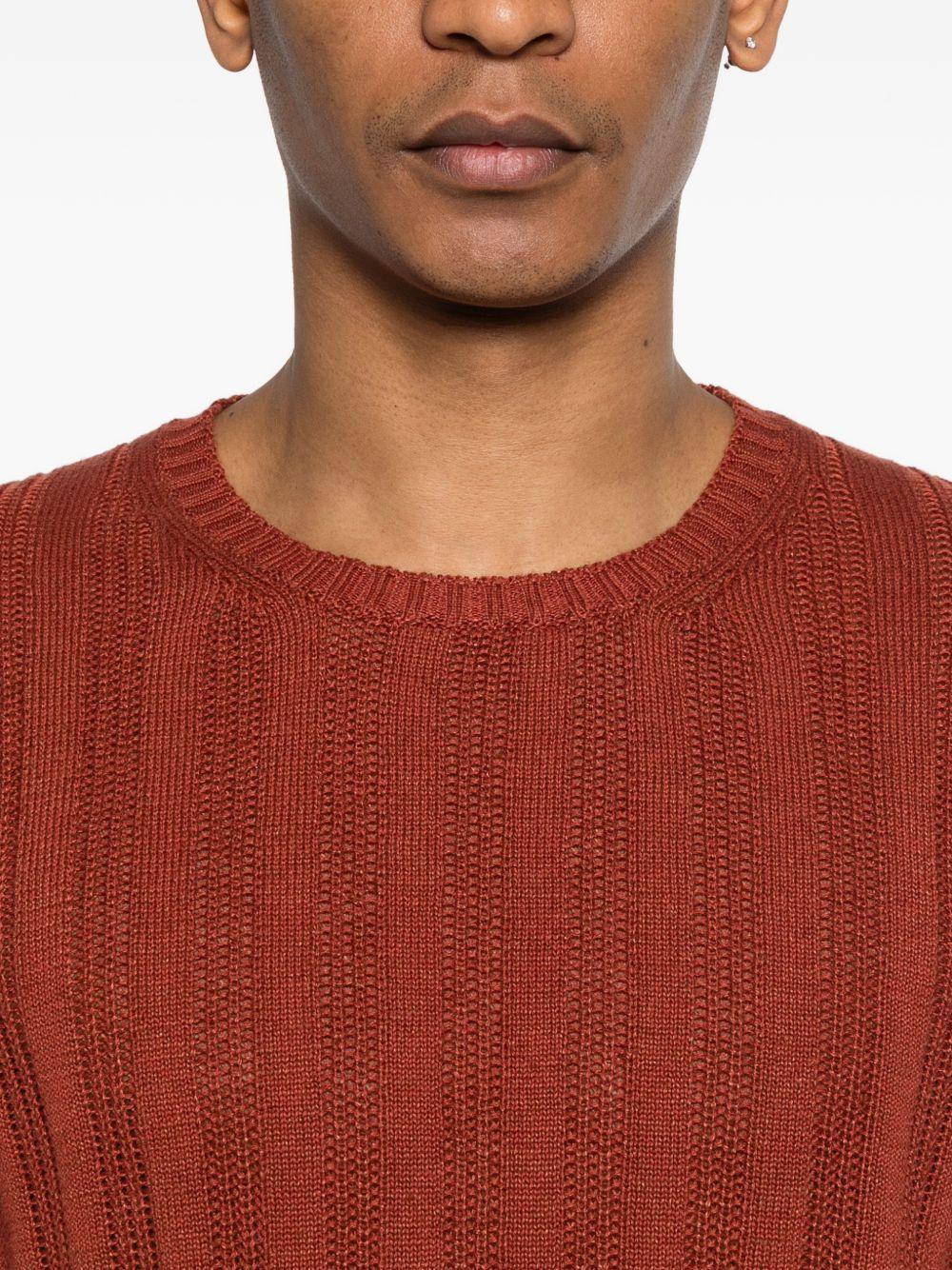 SCAGLIONE Maglia in lino e cotone rosso a righe 