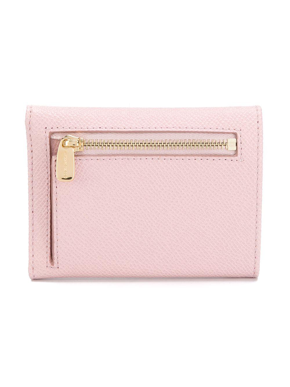 DOLCE e GABBANA Portafoglio in pelle rosa con targhetta logo 