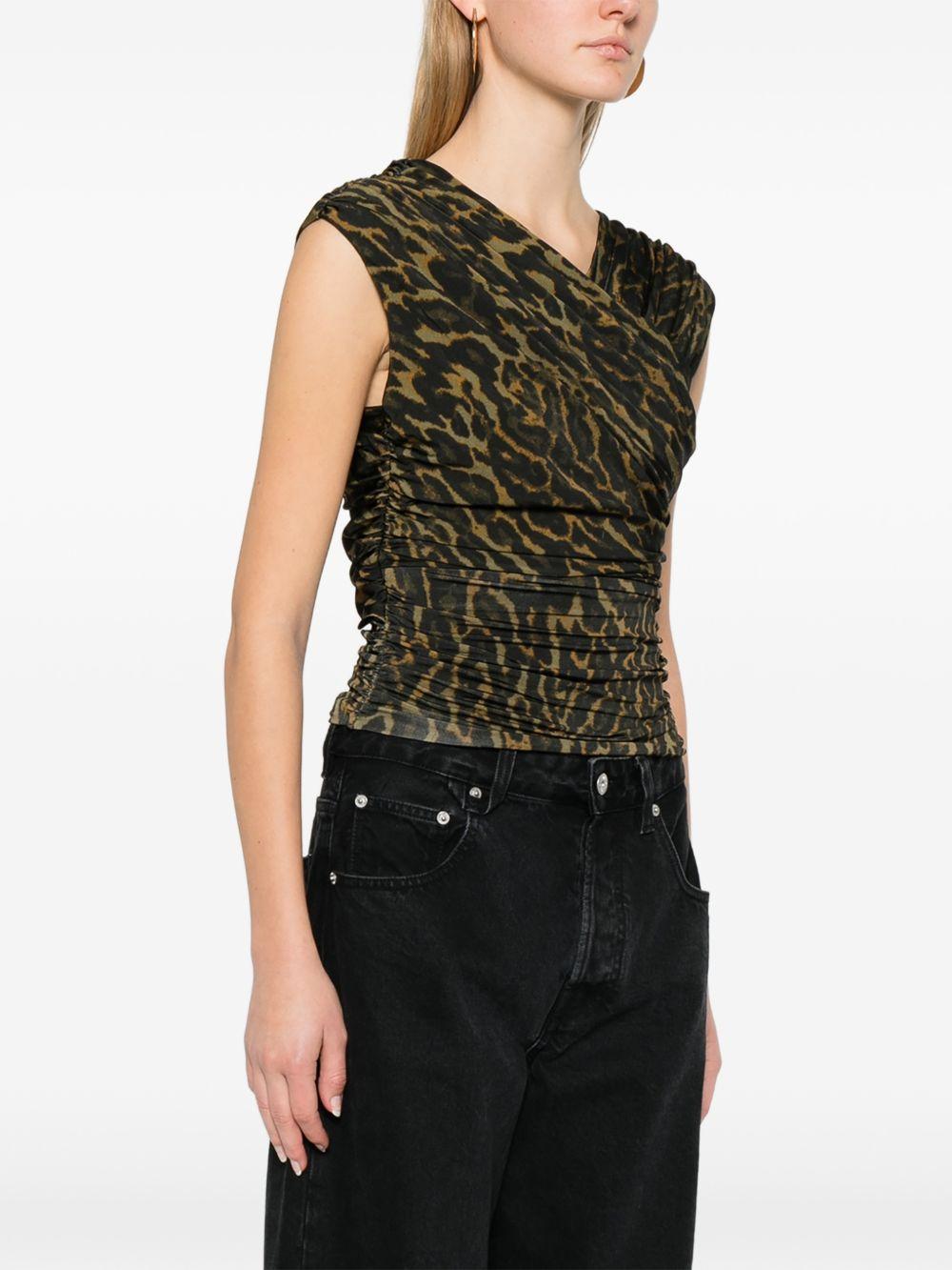 GANNI Top intrecciato con stampa animalier 