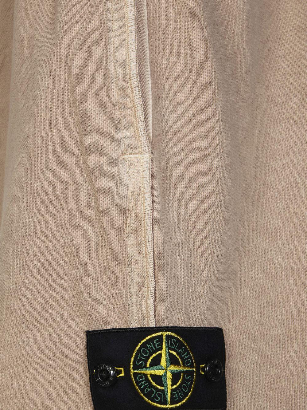 STONE ISLAND Shorts in cotone beige con patch logo 