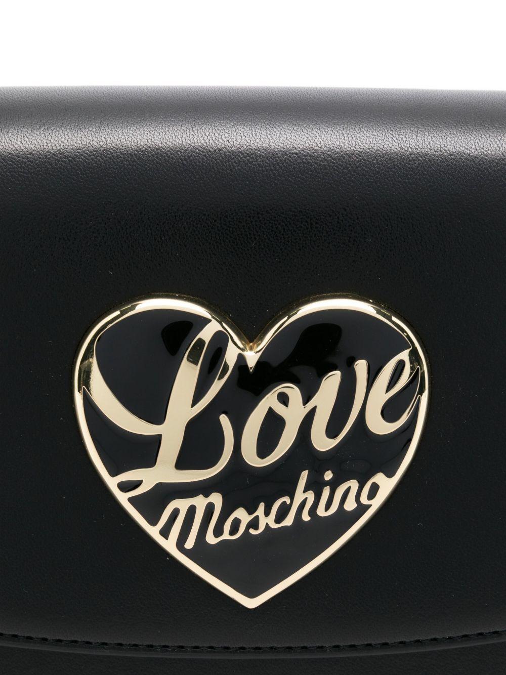 LOVE MOSCHINO Borsa a tracolla nera con placca a cuore 