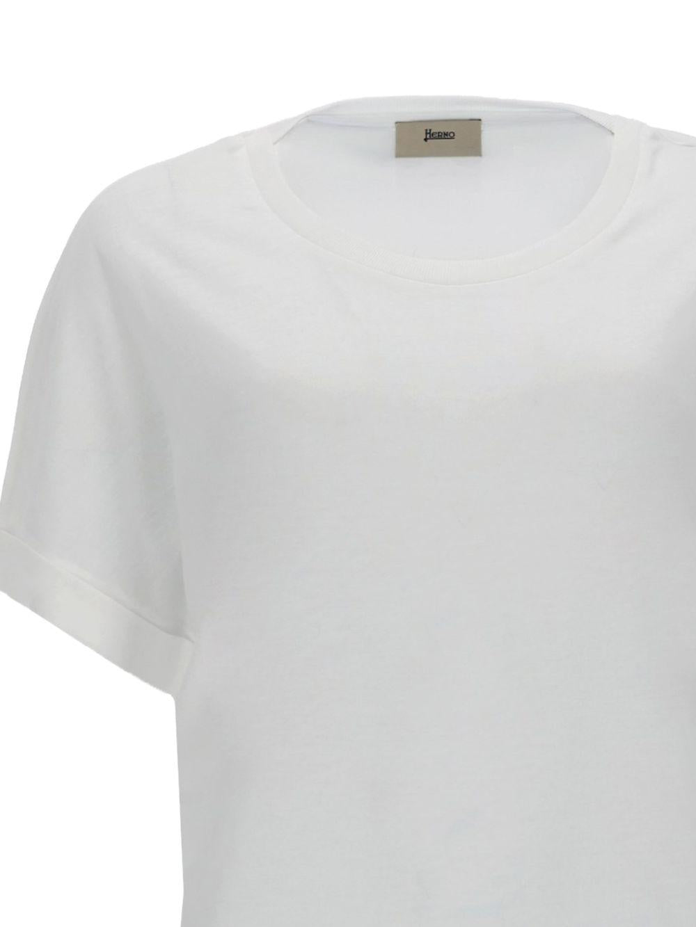 HERNO T-shirt in cotone bianco girocollo 
