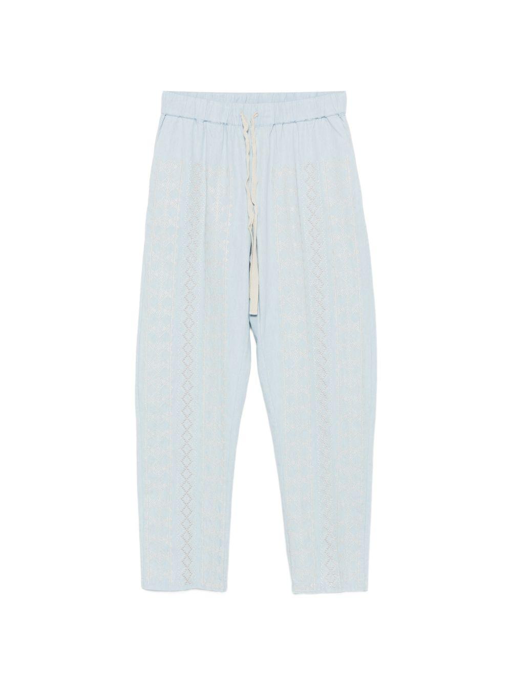 SEMICOUTURE Pantaloni casual Buddy con ricami celeste 