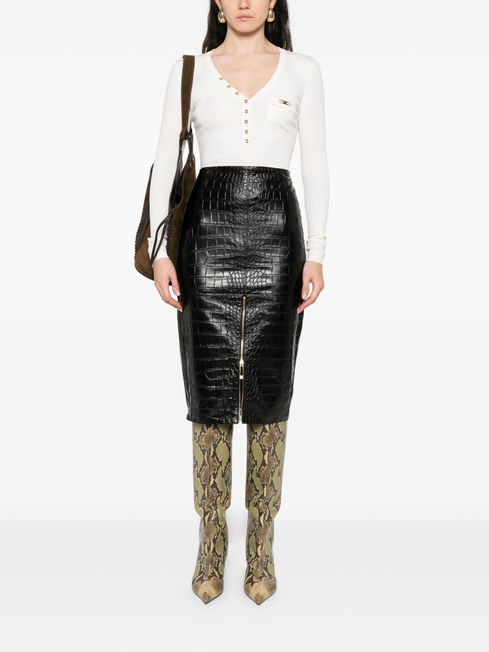 ELISABETTA FRANCHI Maglia bianca a coste con bottoni dorati 