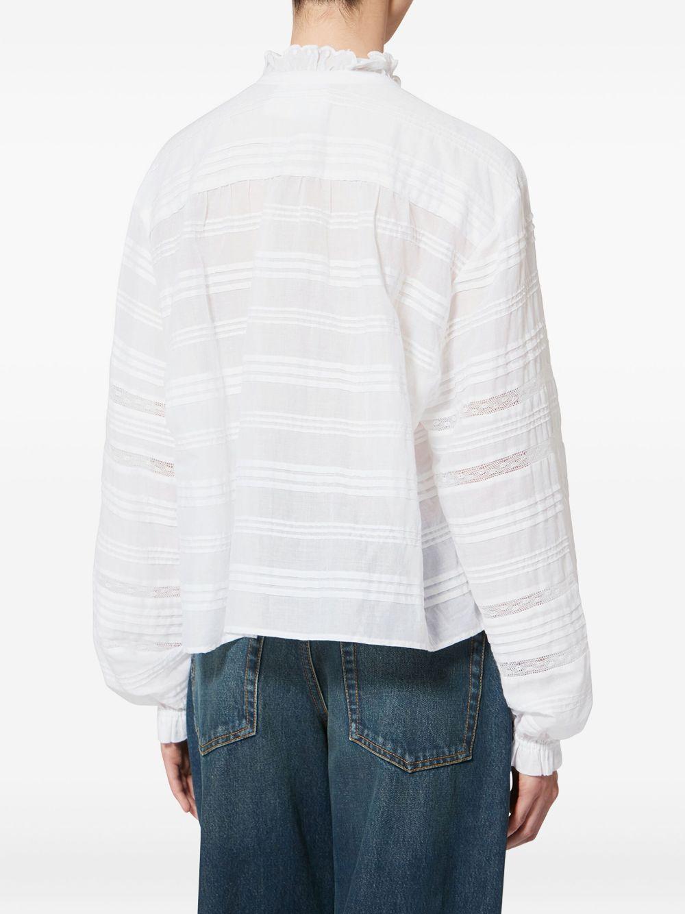 MARANT ETOILE Blusa bianca in cotone con dettagli in pizzo 
