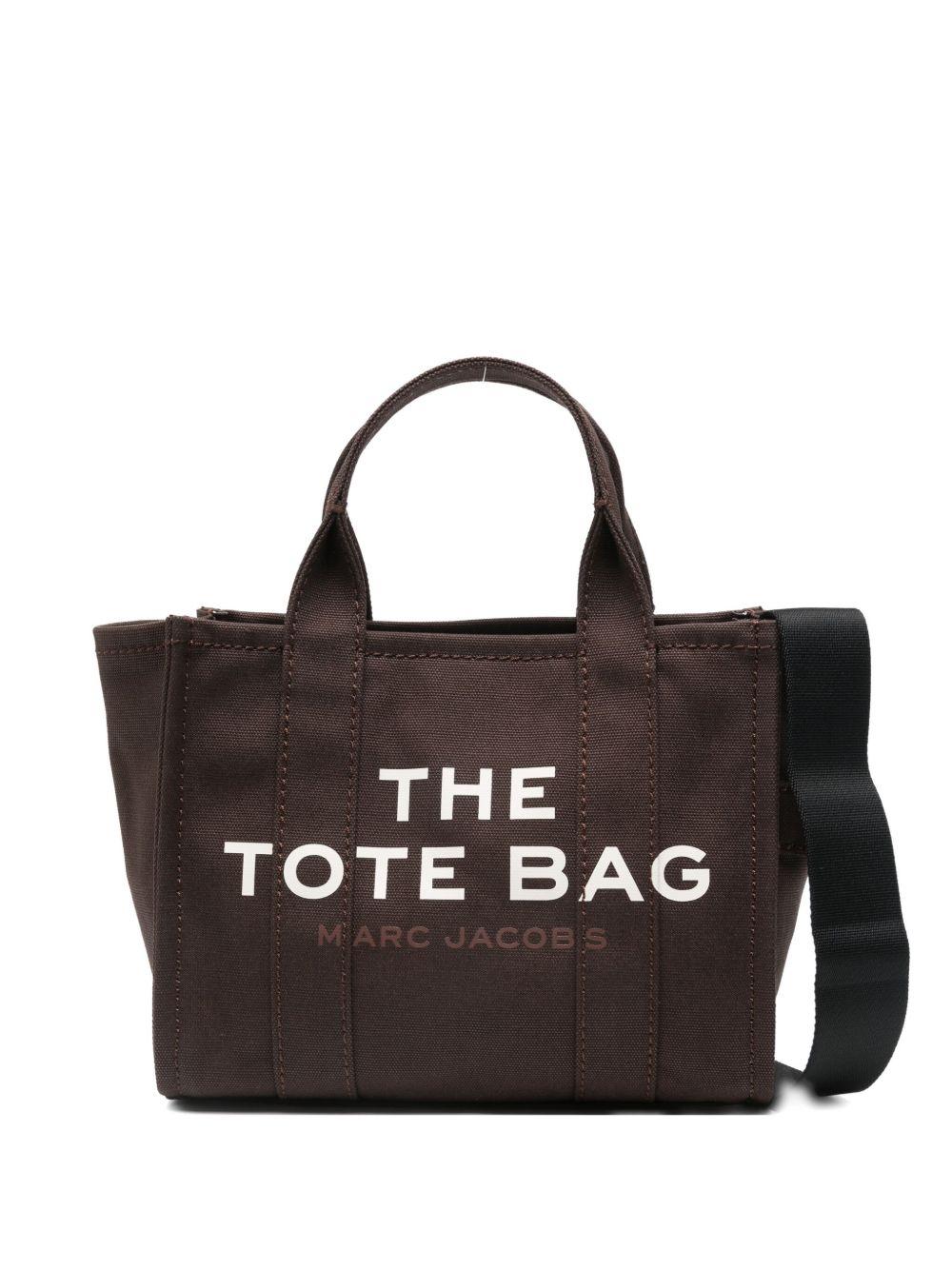 MARC JACOBS Borsa a mano piccola 'The Tote' in cotone marrone 