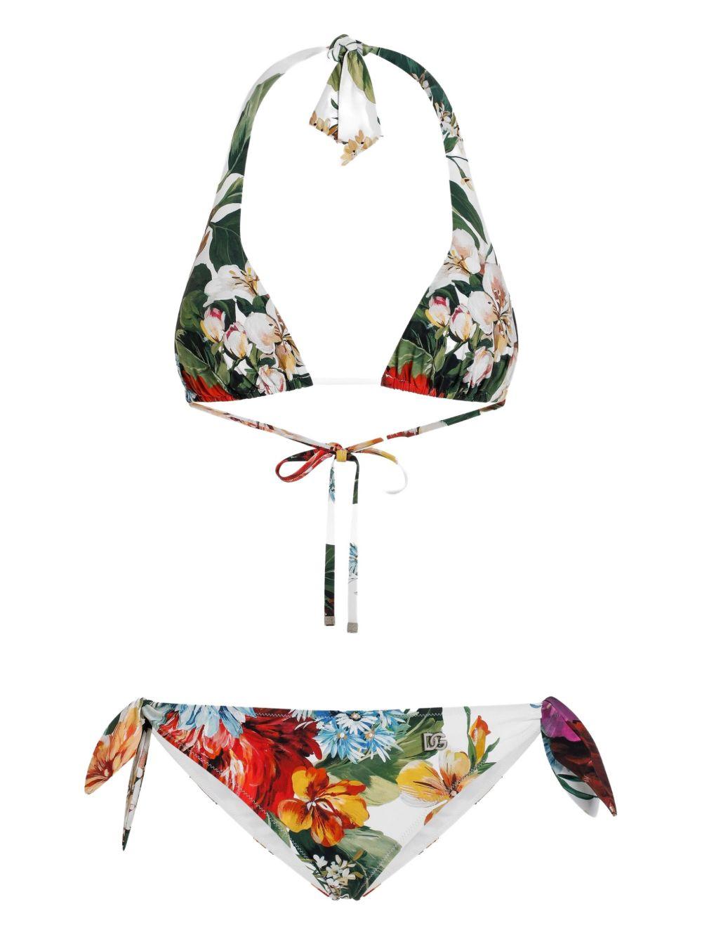 DOLCE e GABBANA Set bikini con stampa a fiori 