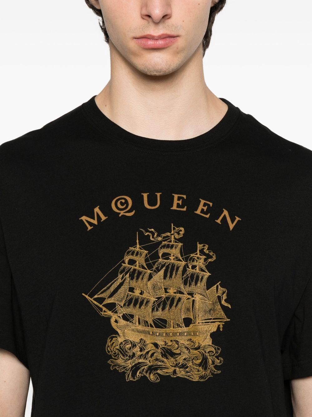 ALEXANDER McQUEEN T-shirt nera con stampa 