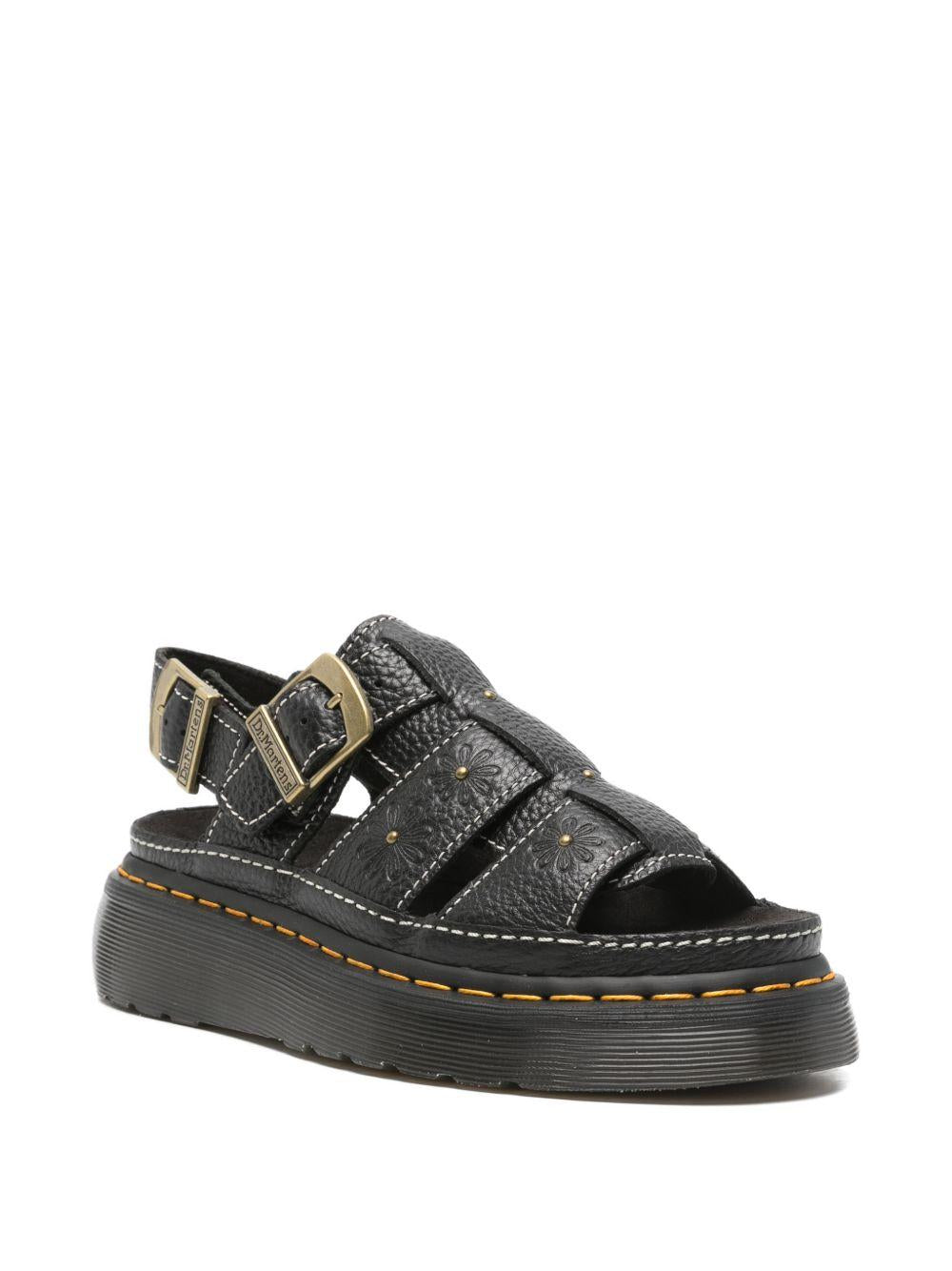 DR MARTENS Sandali bassi neri Wrenlie con fibbie 