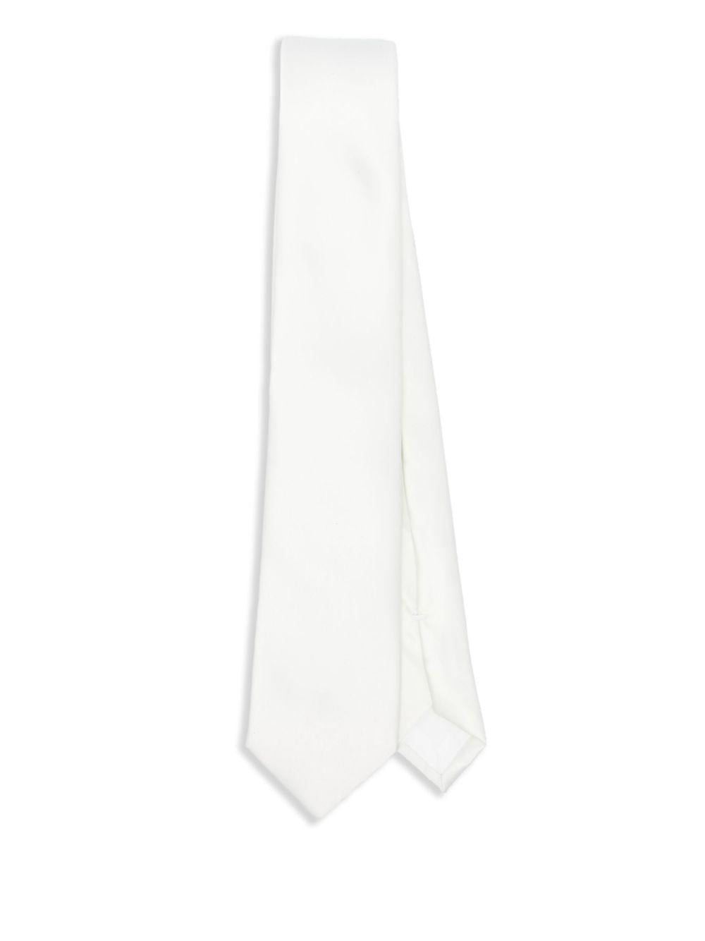 CORNELIANI Cravatta a tinta unita bianco perla 