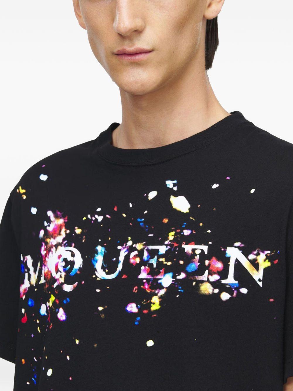 ALEXANDER McQUEEN T-shirt in cotone nero con stampa 