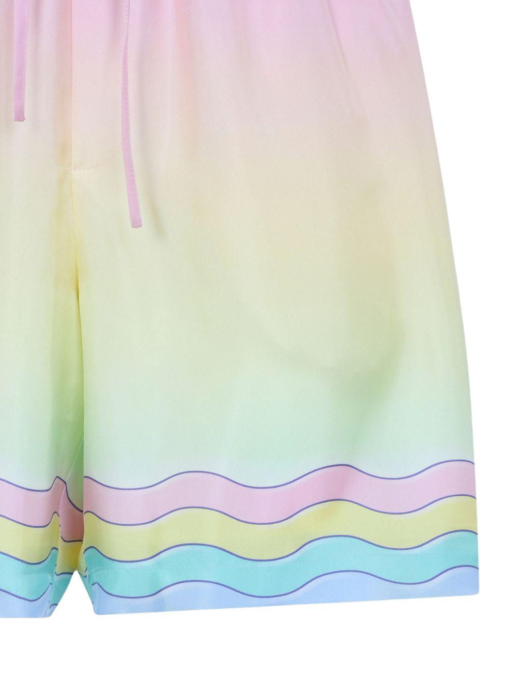 CASABLANCA Shorts in seta con stampa grafica multicolore 