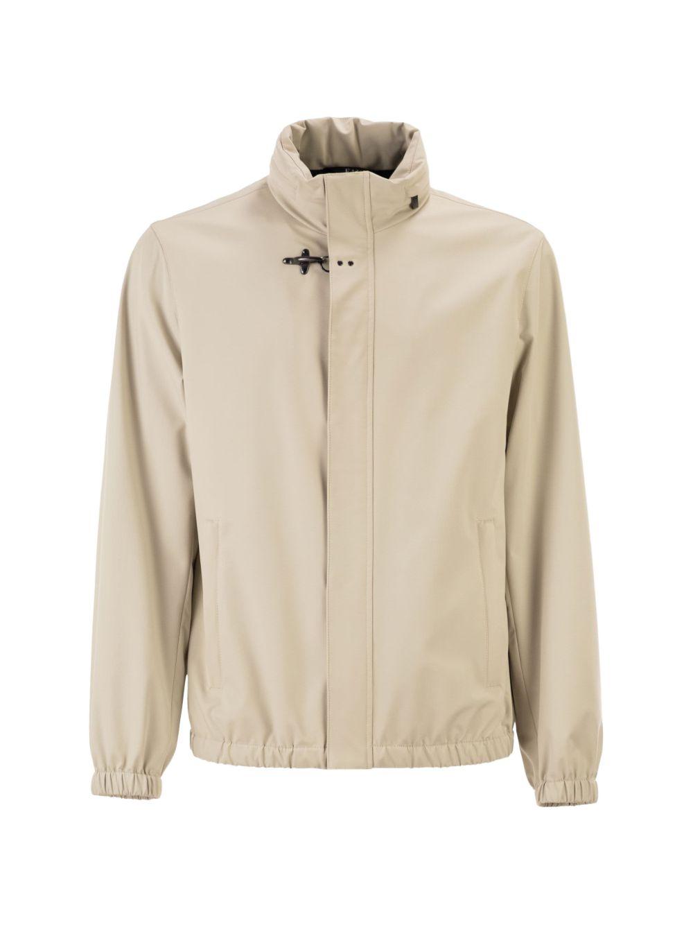 FAY Giacca in cotone color crema con colletto alto 