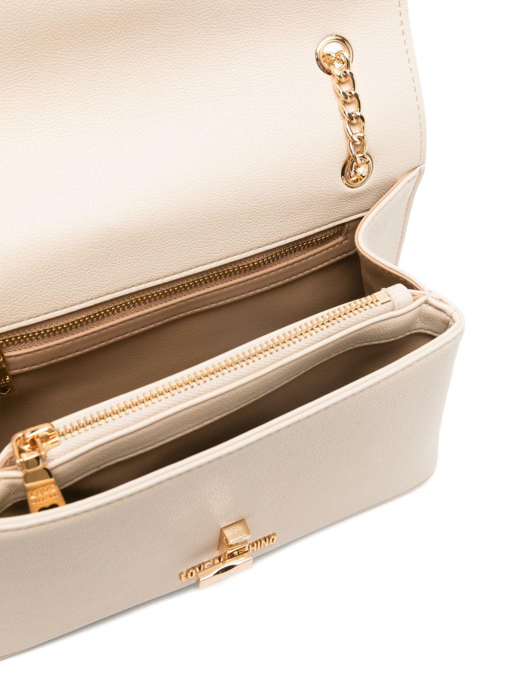 LOVE MOSCHINO Borsa avorio in ecopelle con chiusura a cuore 