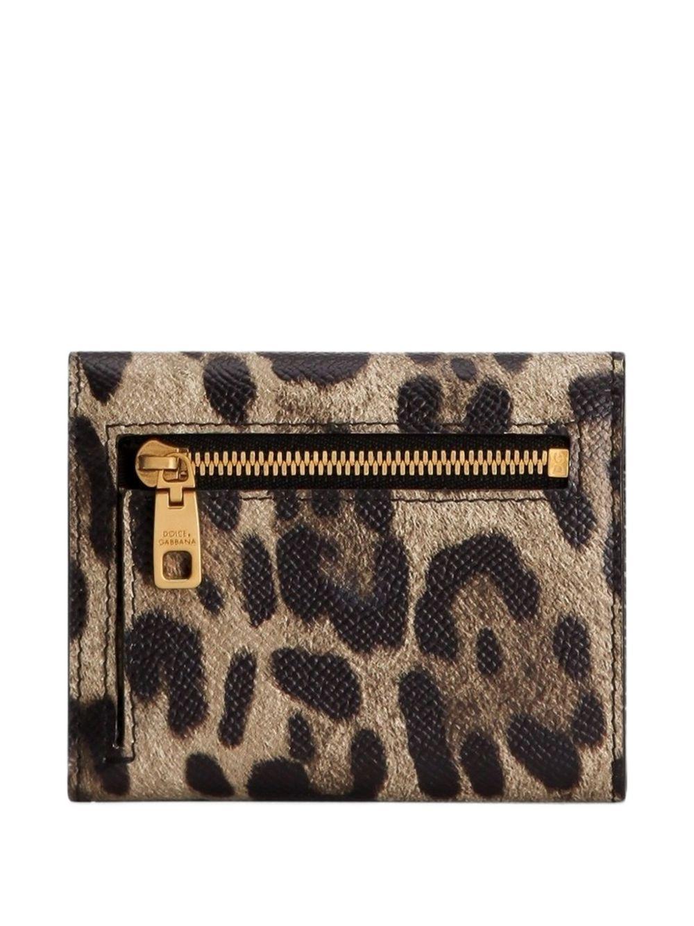 DOLCE e GABBANA Portafoglio in pelle Dauphine con stampa leopardata 
