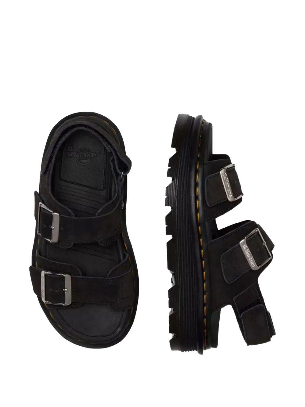 DR MARTENS Sandali Zebzag neri con fibbie e cuciture a contrasto 
