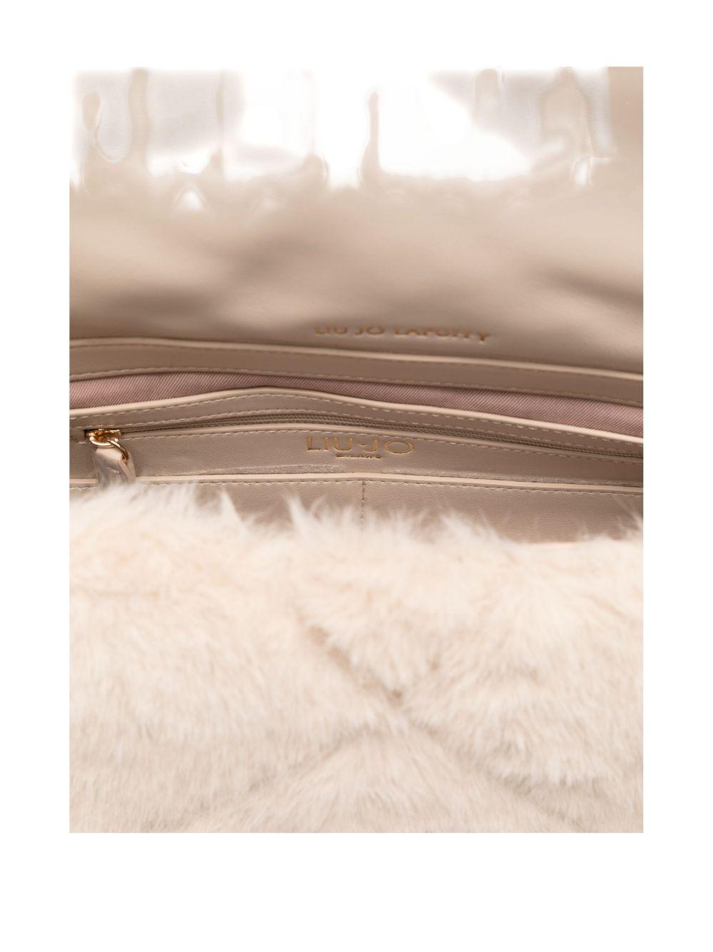 LIUJO Borsa a tracolla beige con pelliccia 