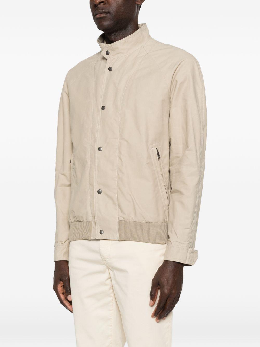 FAY Bomber zip-up beige con fondo a costine 