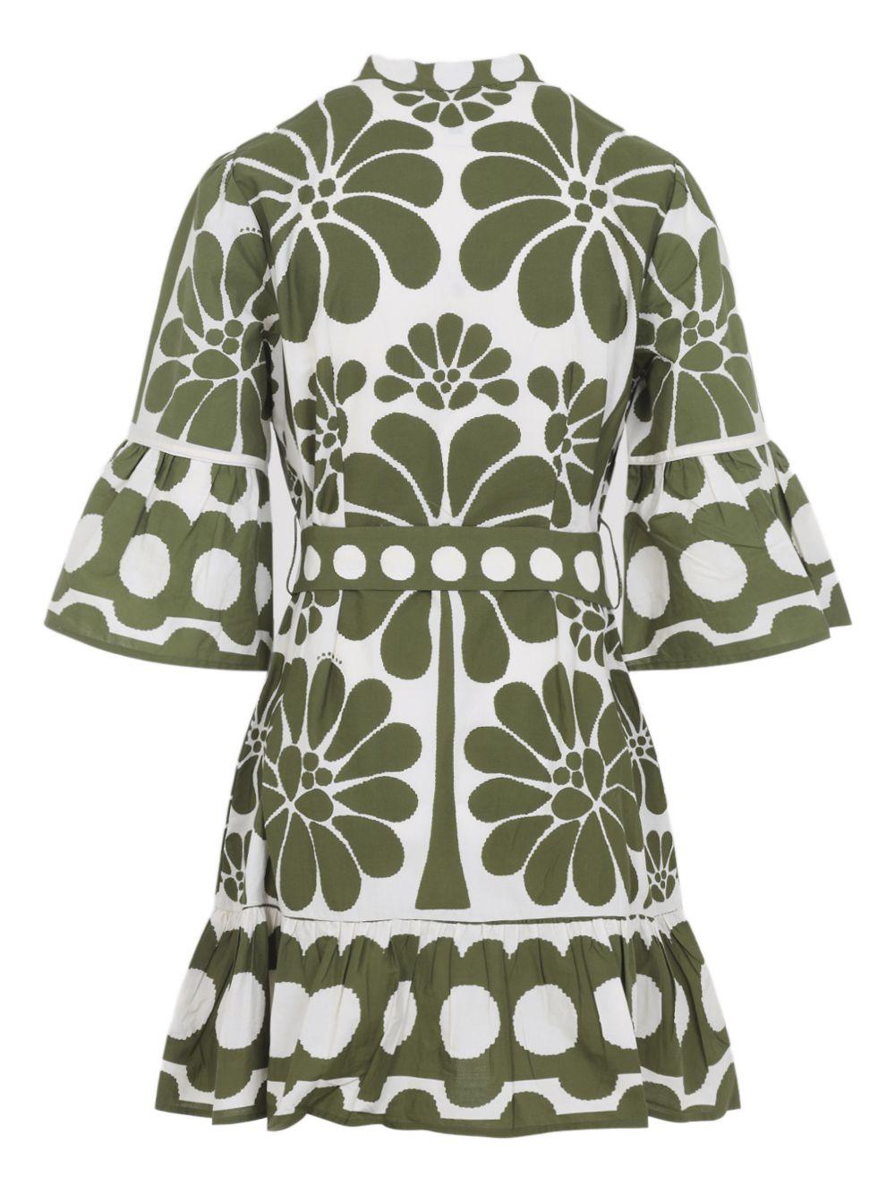 FARM RIO Abito con stampa floreale in cotone verde 