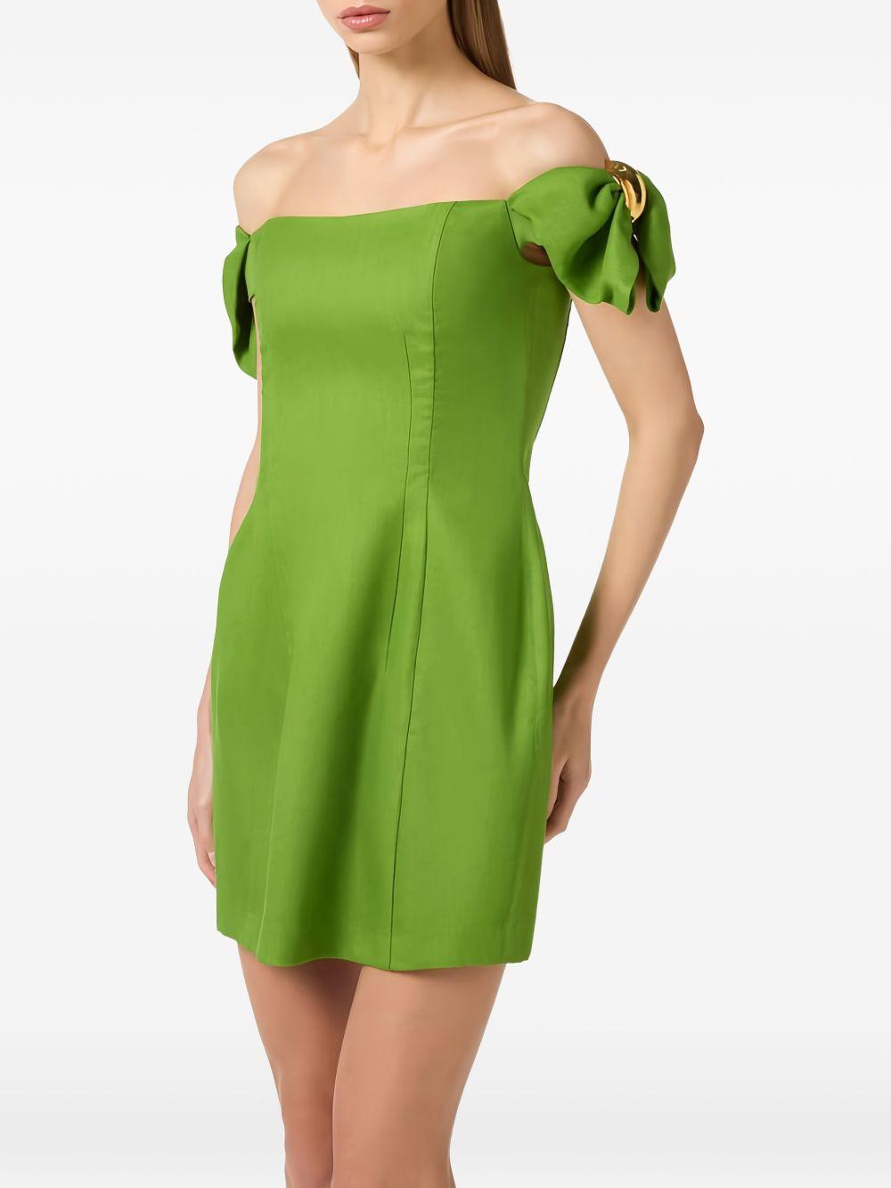 ELISABETTA FRANCHI Mini abito verde con spalline impreziosite 