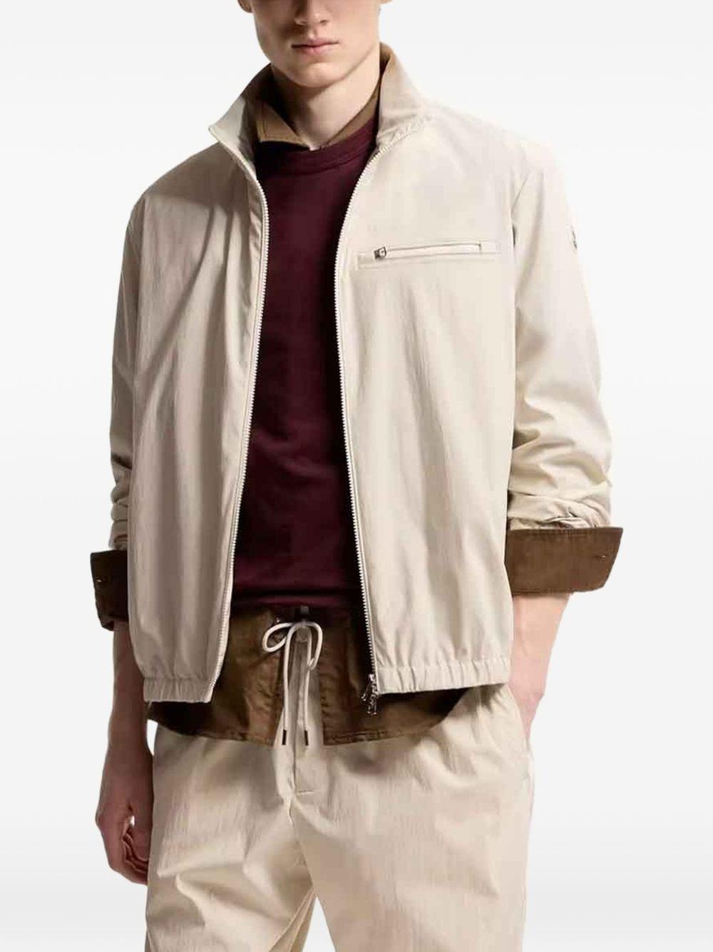 MONCLER Giacca beige con taschino esterno e chiusura a zip 