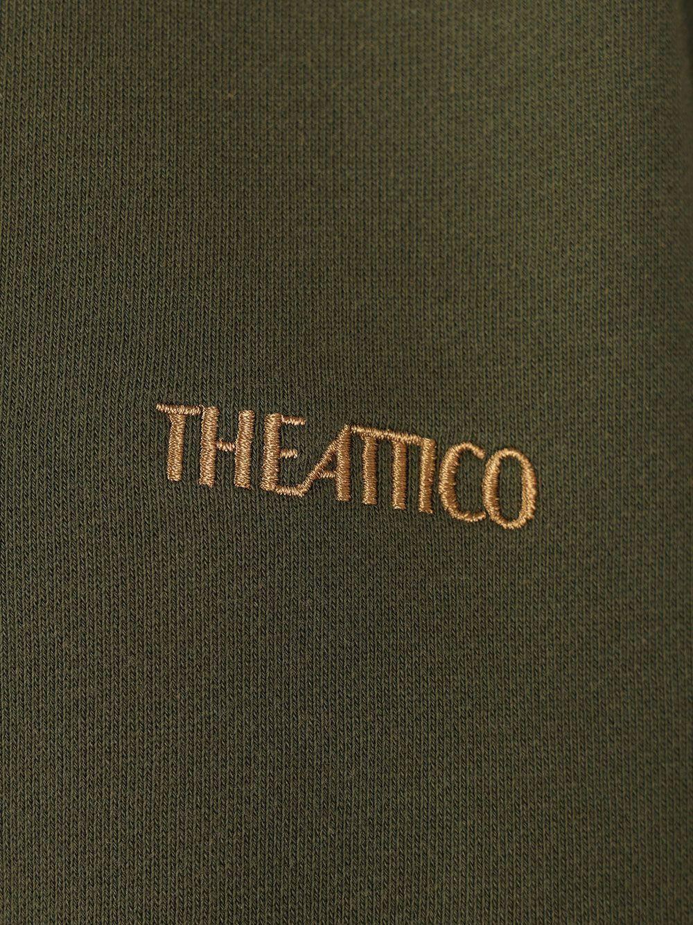 THE ATTICO Felpa verde oliva con logo ricamato e dettaglio cut-out 