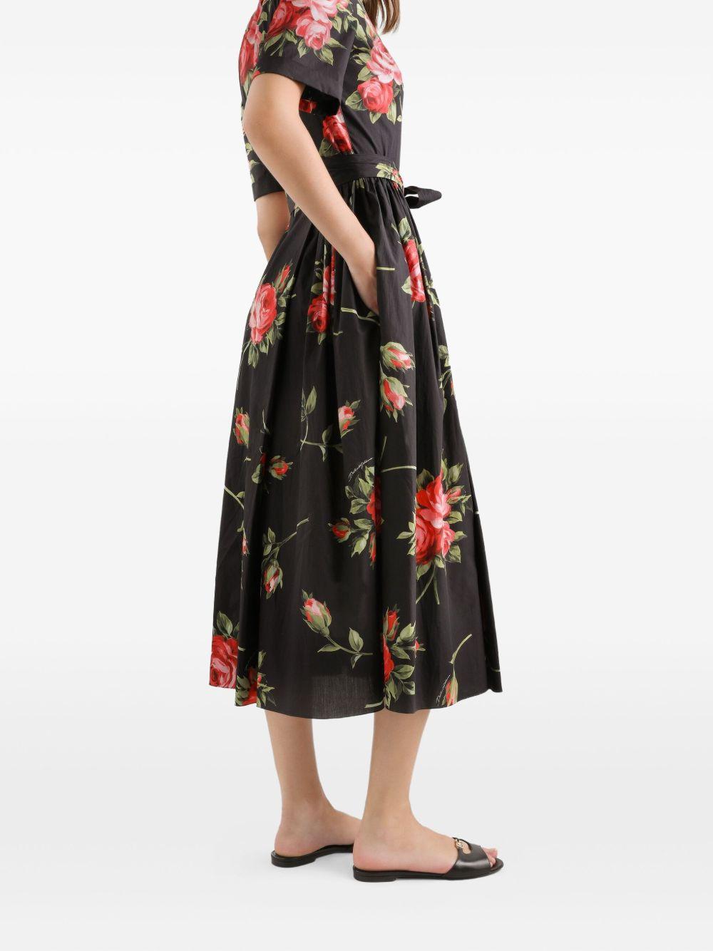 DOLCE e GABBANA Abito midi con fantasia floreale 