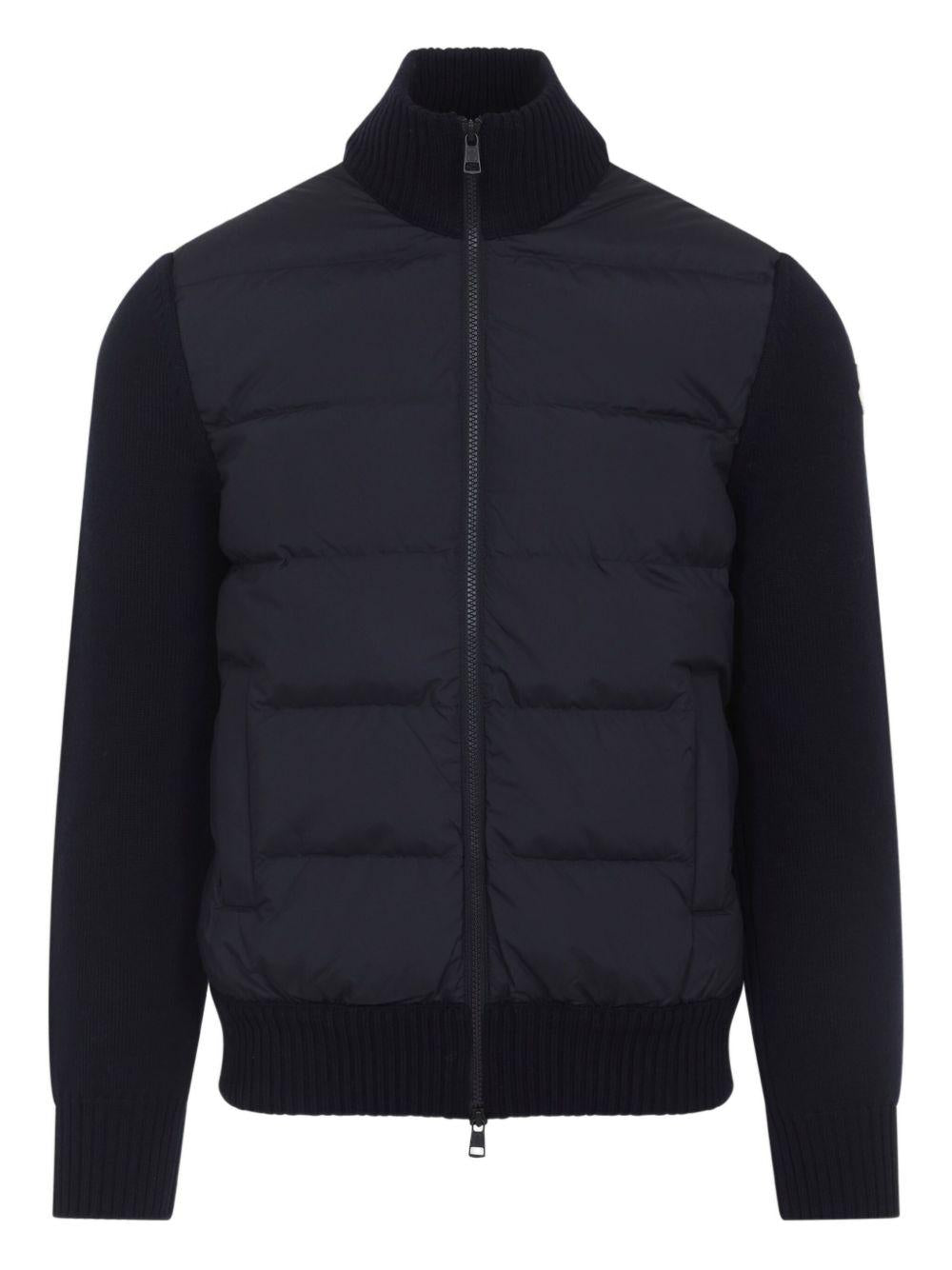 MONCLER Giacca bomber nera imbottita con tasche laterali 
