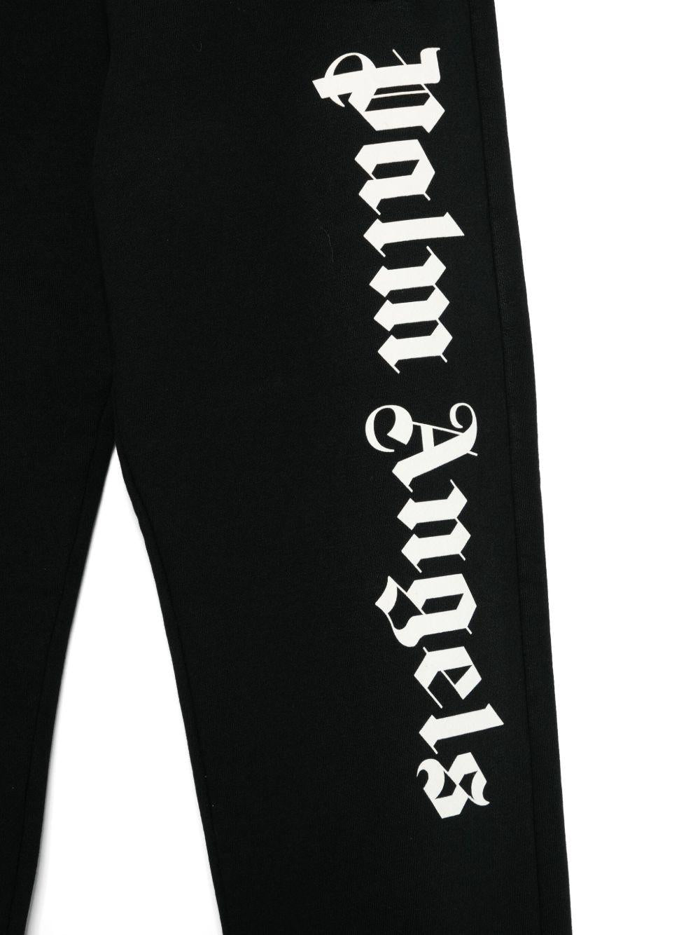PALM ANGELS Pantaloni sportivi neri con logo sulla gamba 