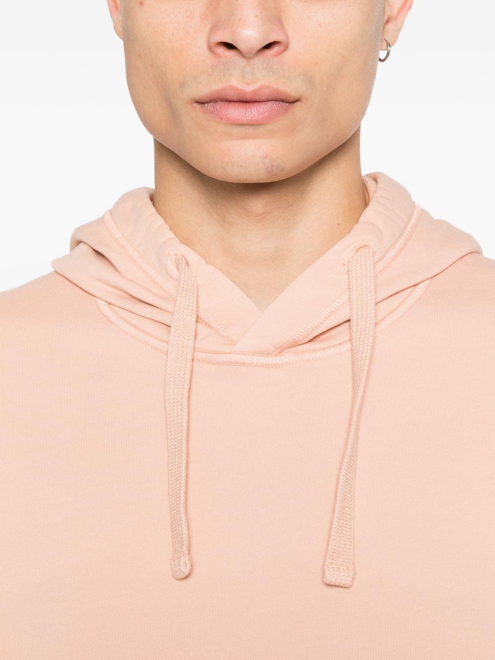 STONE ISLAND Felpa in cotone rosa con cappuccio 