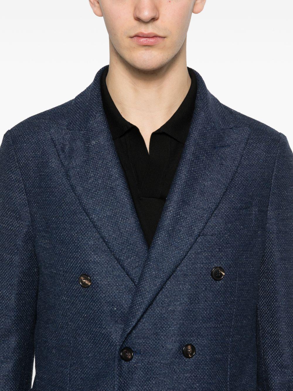 CIRCOLO 1901 Giacca doppiopetto in lino e cotone blu navy con revers classici 