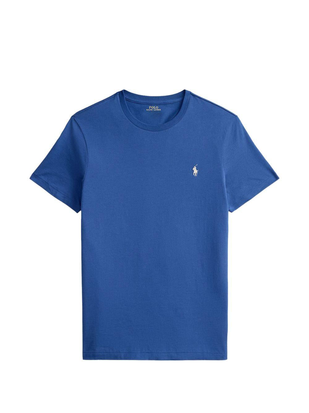 POLO RALPH LAUREN T-shirt blu elettrico con logo sul petto 